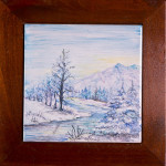 Paesaggio blu - maiolica - cm.15x15